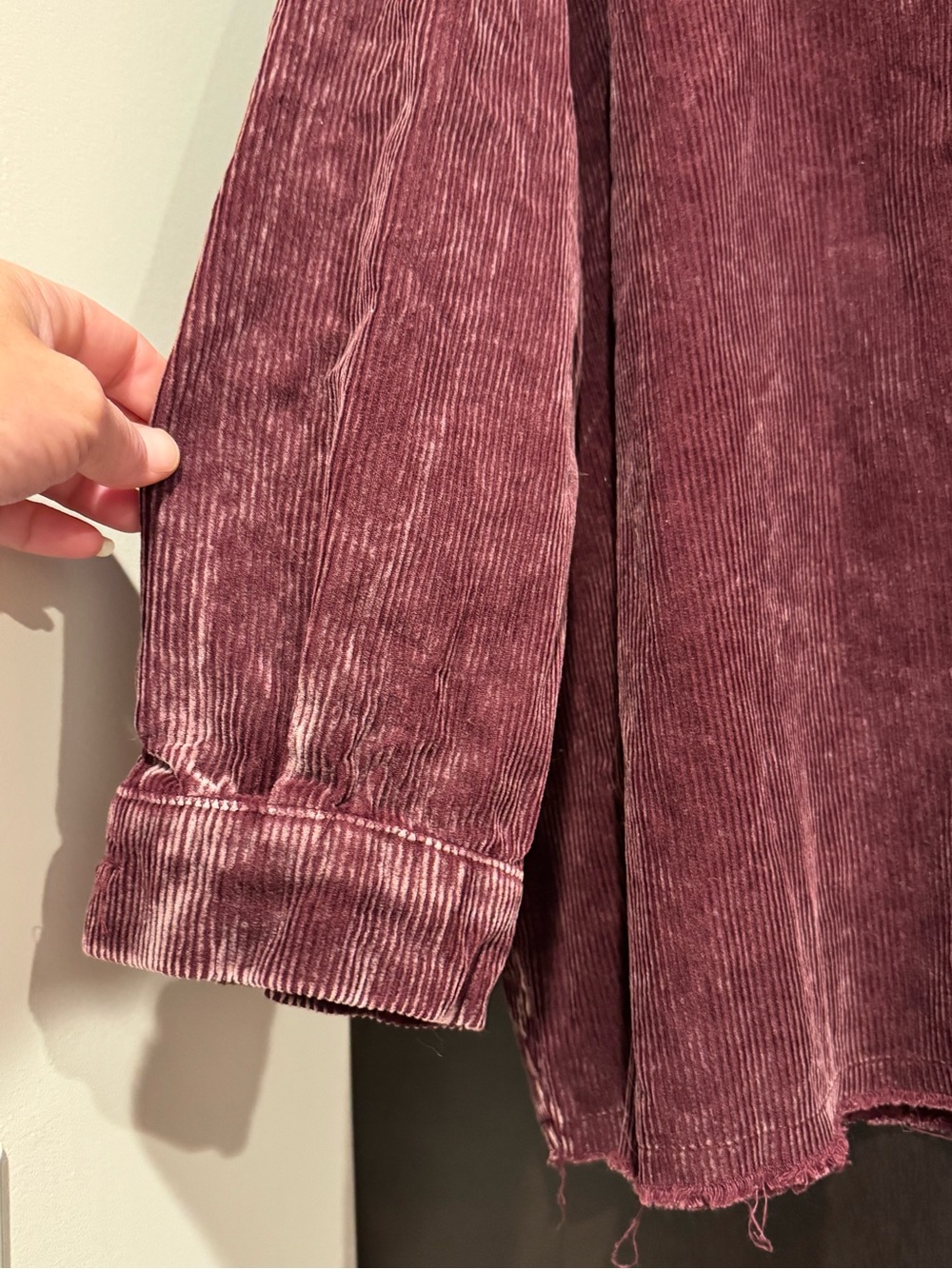 ZENANA Corduroy Button-Up Shacket in a Wine/Burgundy Color - Picture 7 of 12